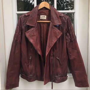 Vintage Scully Leather Moto Jacket- Burgundy Brown